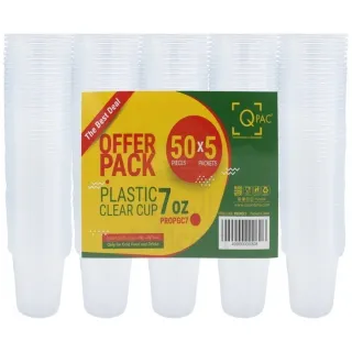 Qpac Plastic Cups Clear 7 oz 50 pcs x 5 Pack