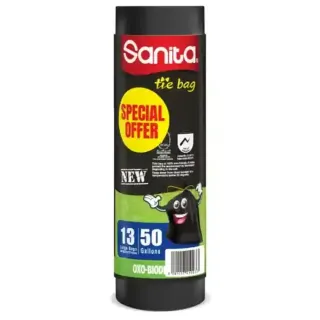 أكياس نفايات سانيتا برباط 50 غالون 13 كيس 85 × 75 سم