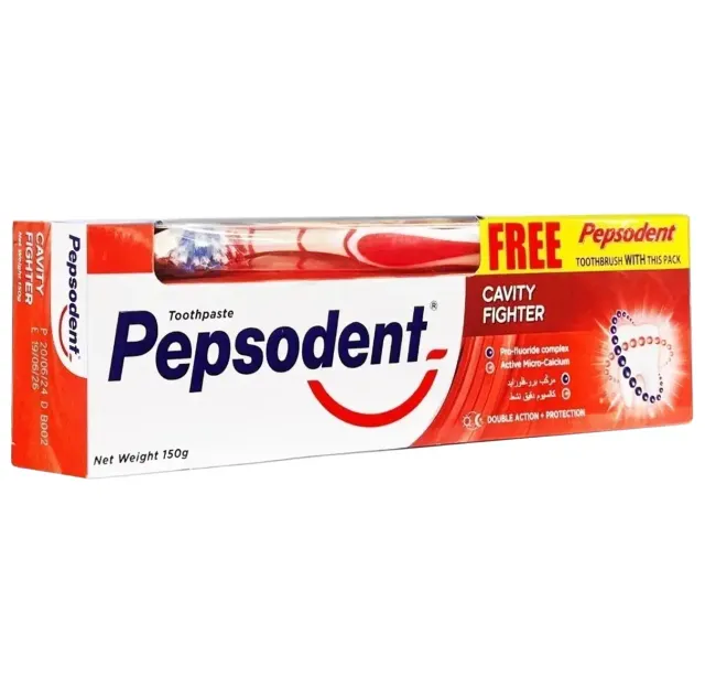 Pepsodent Toothpaste Cavity Fighter Oral Care White 150g With Free Toothbrush