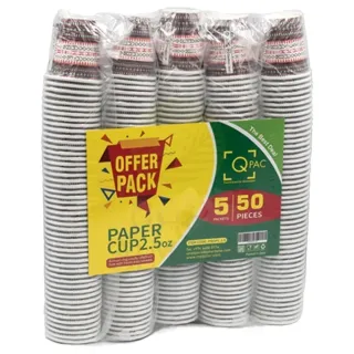 Qpac Paper Cups 2.5 oz 50 pcs x 5