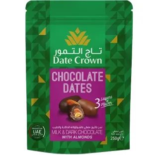 Date Crown Milk & Dark Chocolate Dates With Almonds 250g