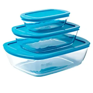 Pyrex Dish Set with Lid 214P + 215P + 216P 3-Piece