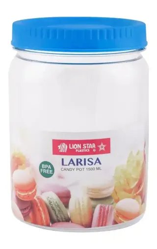Lion Star Larisa 1.5L Plastic Candy Pot with Blue Lid - BPA free, 1 Piece