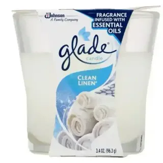 Glade Clean Linen Scented Candle, 3.4oz
