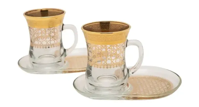 Daj Glass Mug+Saucer Cordoba Set 4Pcs