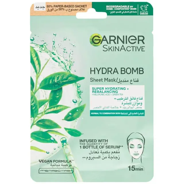 Garnier Skin Active Hydra Bomb Sheet Face Mask Hyaluronic Acid & Green Tea 28g