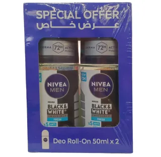 نيفيا مزيل عرق رول-أون بلاك أند وايت 50مل×2