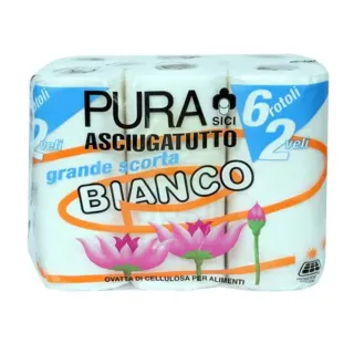 PURA KITCHEN ROLL ROTOLI 6S