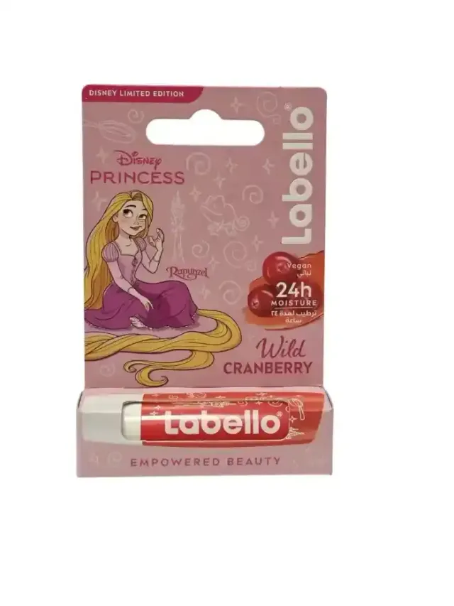 Labello Disney Princess Rapunzel Lip Balm for Kids Wild Cranberry Flavor 24H Moisture for 3+ Year Kids Vegan 4.8g