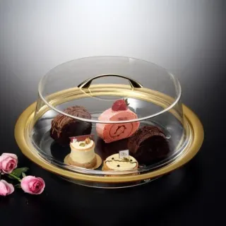 فاج صندوق كيك أكريليك دائري ذهبي 45سم