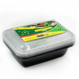 Qpac Microwavable Black Base Containers with Lids 24 oz BRE24