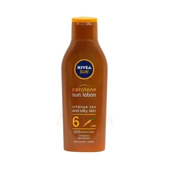 Nivea SUN Carotene Tanning Sun Lotion SPF 6 with Vitamin E Hydrating Golden Tan Enhancer 200ml