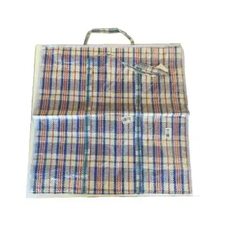 Poly Bag Plastic Checkered with Zipper and Handles Red and White Checkered