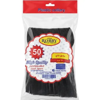 Robby High Quality Disposable Plastic Small Spoon Assorted 50 Pieces