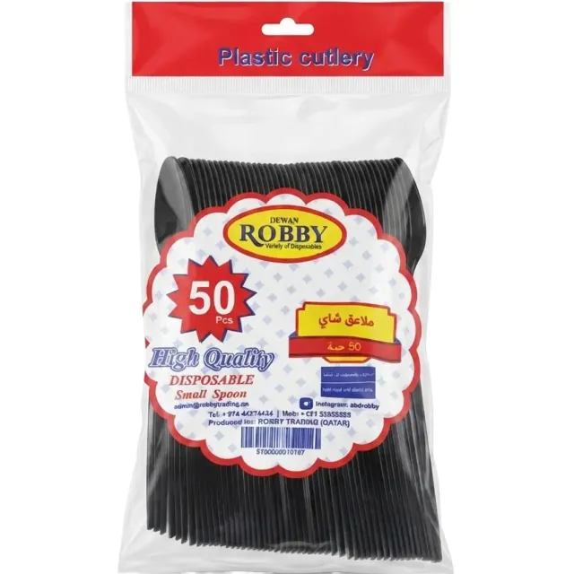 Robby High Quality Disposable Plastic Small Spoon Assorted 50 Pieces
