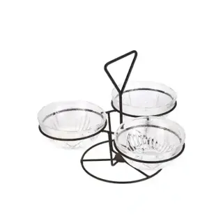Harmony Glass Bowls with Stand, 3 Pieces