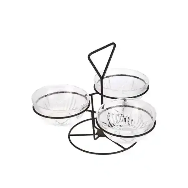 Harmony Glass Bowls with Stand, 3 Pieces