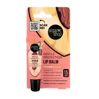 Organic Shop Gentle Protection Lip Balm Spf 15 Vitamin E & Peach Extract 10ml