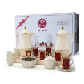 طقم قهوة وشاي 24 قطعة مع ترمس