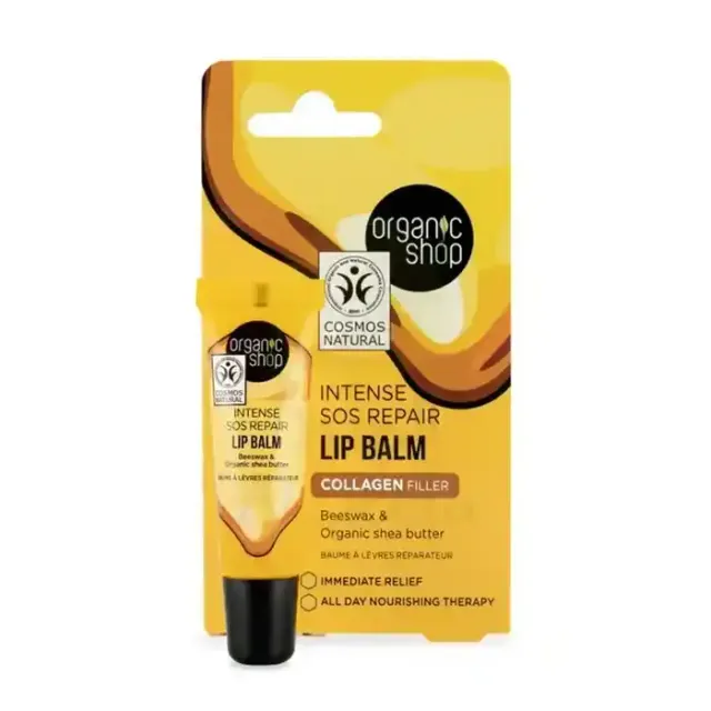 Organic Shop Sos Repair Lip Balm Beeswax & Shea Butter 10ml