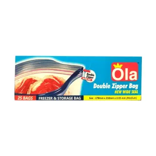 Ola Double Zipper Storage & Freeze Bag Medium 25 pcs
