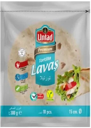 خبز تورتيلا لافاش بريميوم أونتاد 15 سم × 10 قطع 300غم