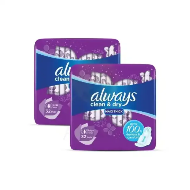 Always Clean & Dry Sanitary Pads Large 54'S
