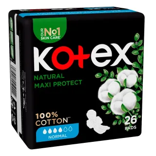 Kotex Sanitary Pad Natural Maxi Protect Normal 26 pcs