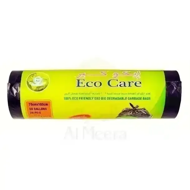 Eco Care Garbage Bags Roll Black 75X103Cm 50Gallon 20Pcs