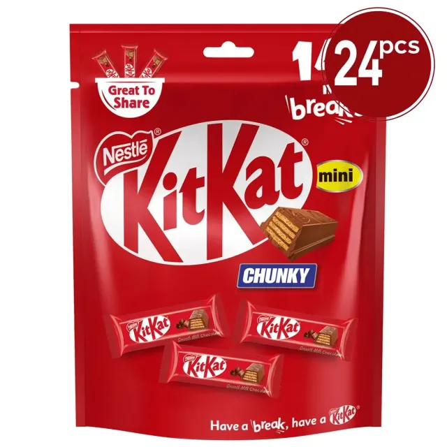Nestle KitKat Chunky Mini Chocolate Wafer 224gx24 Pieces