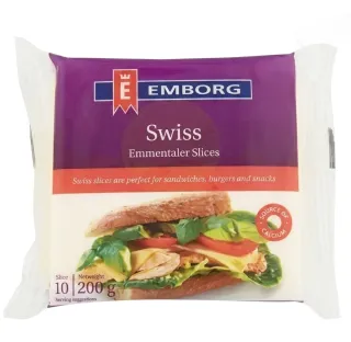 Emborg Swiss Slices With Emmental Cheese 200g