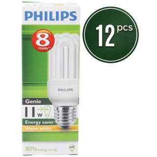 Philips Genie Bulb 11W E27 Energy Saver Warm White Into 12 Pieces