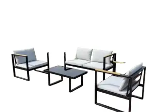 KMAX SOFA SET 4 SEATER with GLASS TABLE