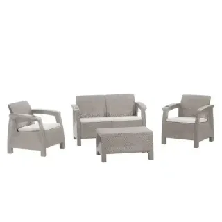 Mq Plastic Fc Patio Set Taupe 425-Tau