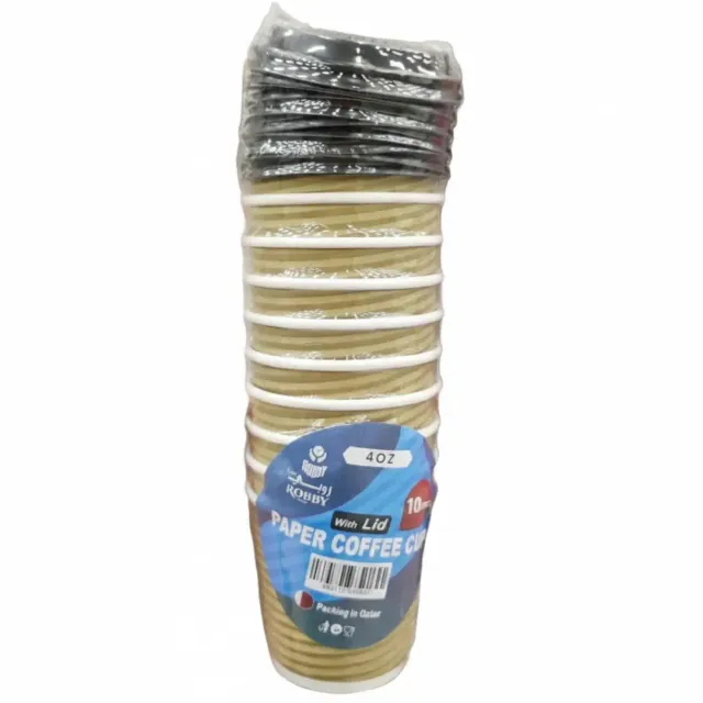 Robby Paper Coffee Cup 4oz With Lid 10 Pieces