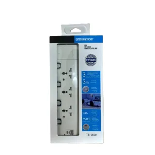 تيك ستار توصيلة كهربائية 3 مخارج 3متر مع USB و Type-C TS-3030