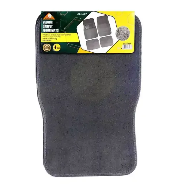 Autocare Universal Velour Carpet Car Mat Set Ac-1007 - GRAY, 4 Pieces