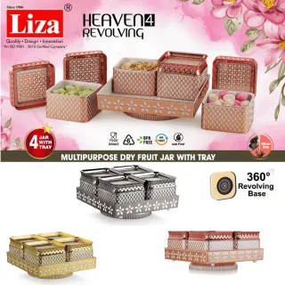 Liza Hvn Revolving Tray with 4 Jar 9729