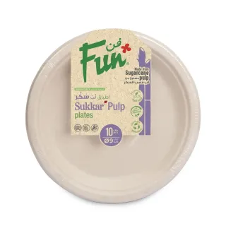 Fun Bio Fibre Plate 9in 10 Pcs P4Pulp9N