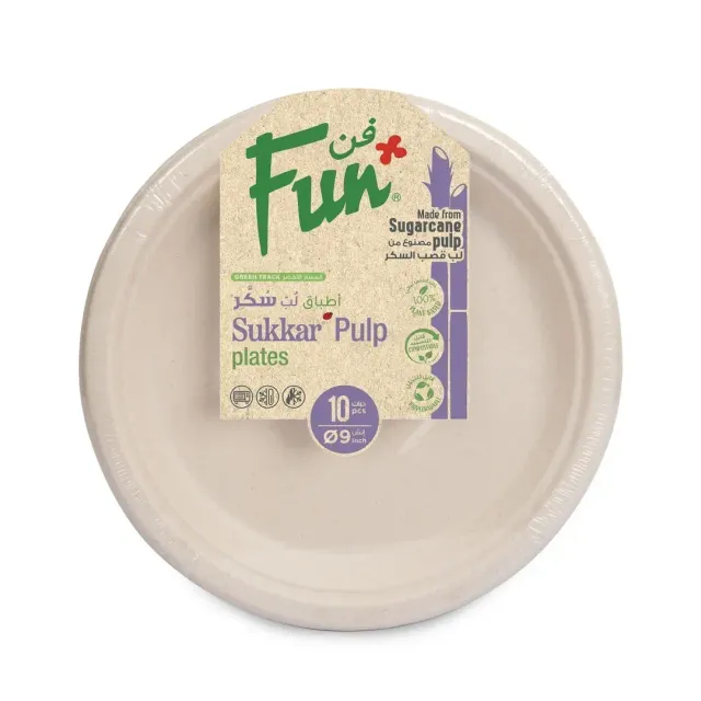 Fun Bio Fibre Plate 9in 10 Pcs P4Pulp9N