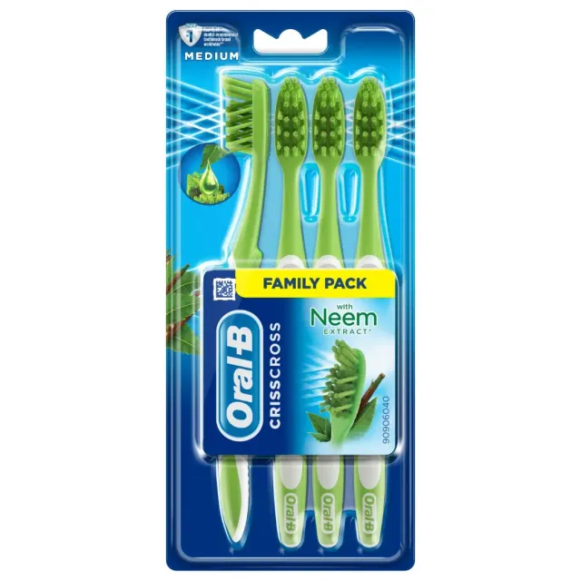 Oral-B Criss Cross Manual with Neem Extract Medium Toothbrush 4 Pieces