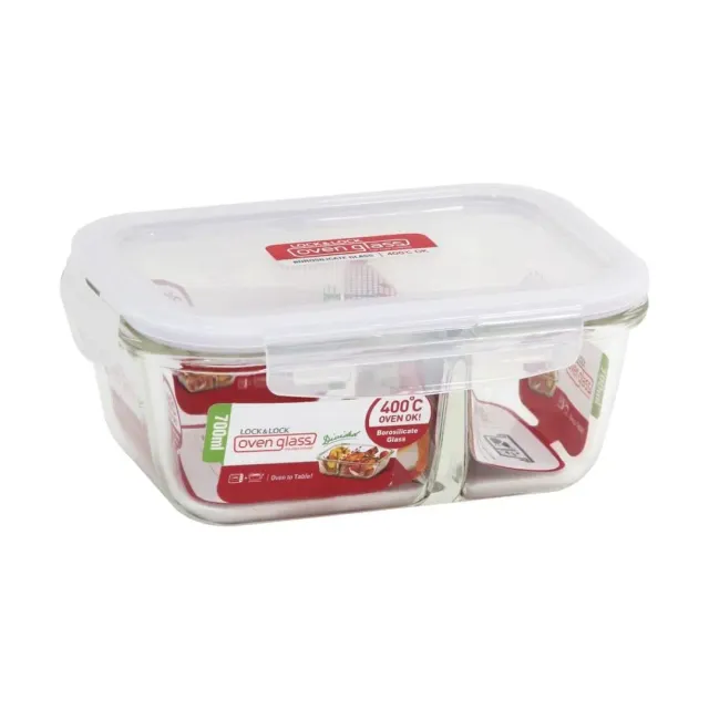 Lock & Lock Oven Glass Rectangular with Divider 950 ml