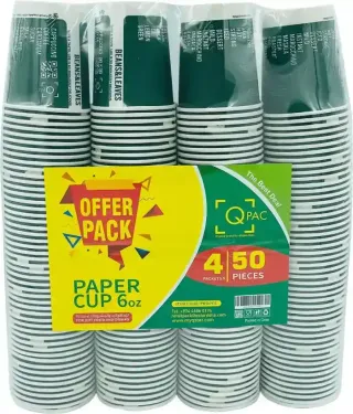 QPAC Paper Cup 6oz 50pcs 4-Set
