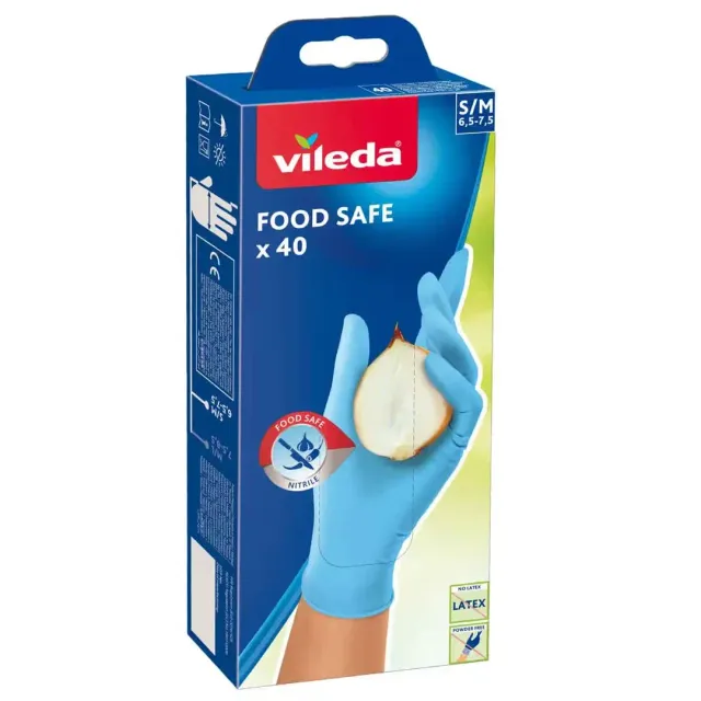 Vileda Nitrile Gloves Food Safe Small/Medium 40-Piece