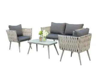 KMAX SOFA SET 4 SEATER with Glass TBLE 16010