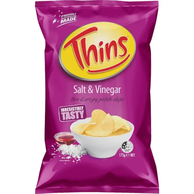 Thins Potato Chips Salt & Vinegar 175g