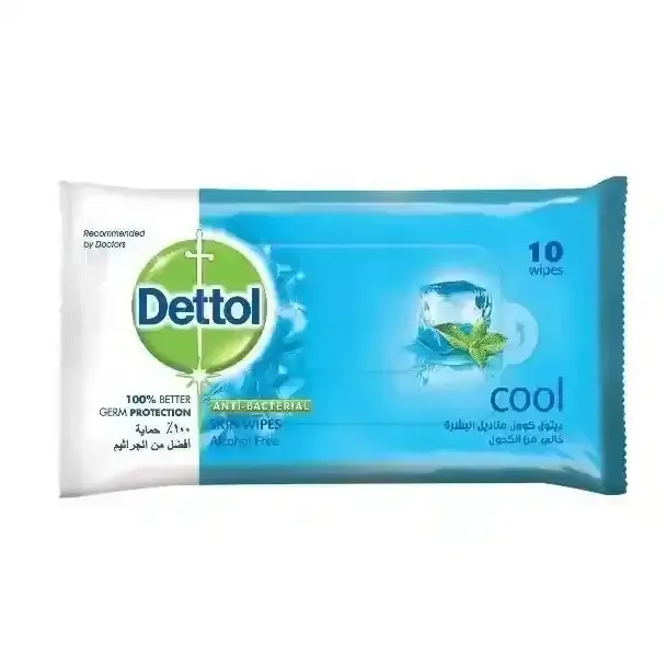 Dettol Cool Antibacterial Skin Wipes, 10 Pieces