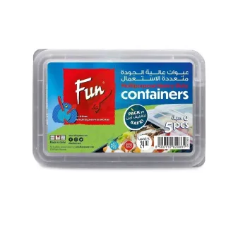 Fun Container Multipurpose Rectangular with Lid 24 oz 5 pc