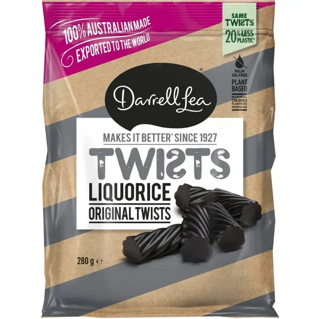 Darrell Lea Twists Liquorice 280g