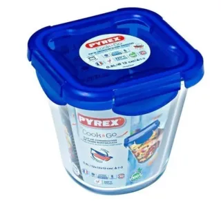Pyrex Cook & Go Glass Pasta Box Snack Pot with Lid 0.8L